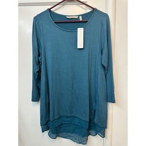 Soft Surroundings Marique Tunic Top Blue Tapestry Layered 2FK50 Size S NEW
